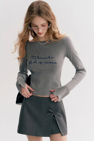 French Chain Sleeve Knit Top