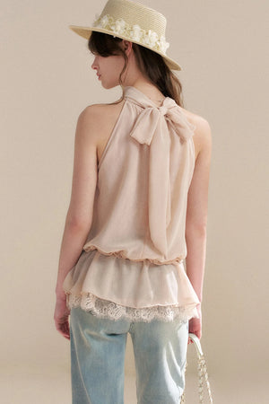 French Chiffon Lace Ribbon Top