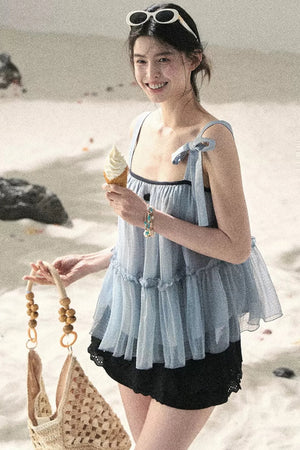 French Chiffon Mesh Top