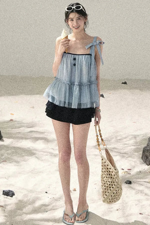 French Chiffon Mesh Top