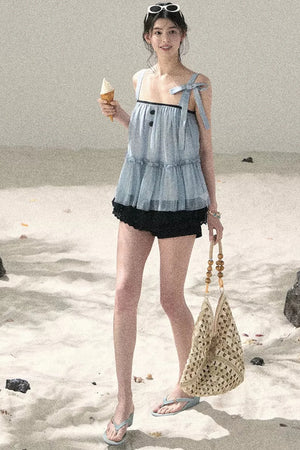 French Chiffon Mesh Top