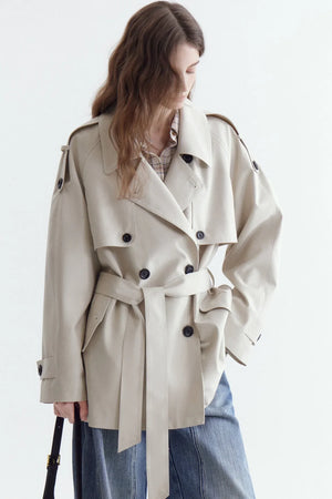 French Classic Double-Breasted Trench Coat
