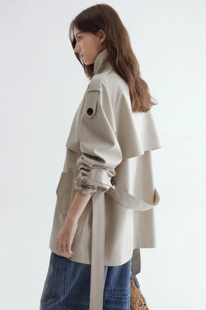 French Classic Double-Breasted Trench Coat