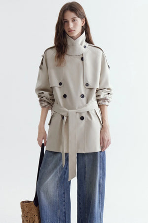 French Classic Double-Breasted Trench Coat