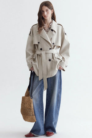 French Classic Double-Breasted Trench Coat