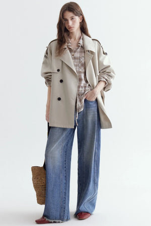 French Classic Double-Breasted Trench Coat