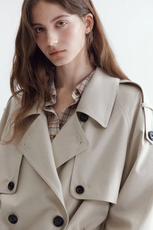 French Classic Double-Breasted Trench Coat