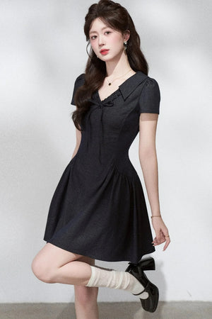 French Collar Bow Dress