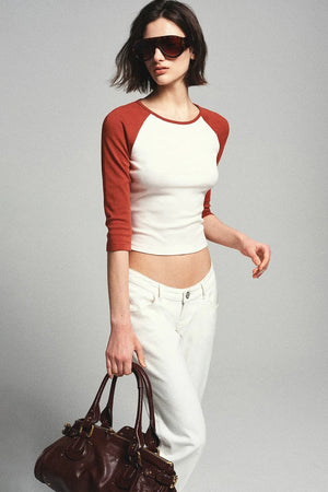 French Color-Blocked Raglan Top