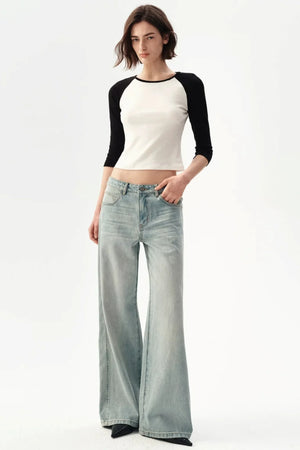 French Color-Blocked Raglan Top
