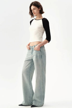 French Color-Blocked Raglan Top