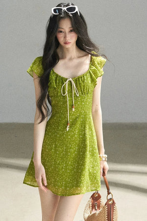 French Floral Chiffon Dress