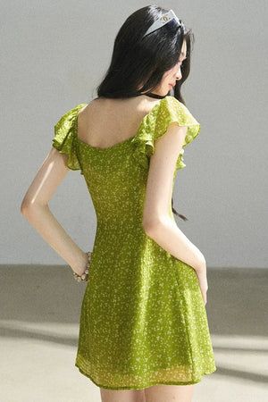 French Floral Chiffon Dress