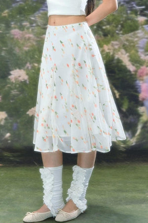 French Floral Chiffon Skirt