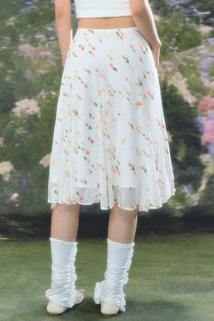 French Floral Chiffon Skirt