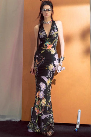 French Floral Fishtail Dress