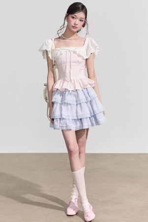French Floral Ruffle Blouse