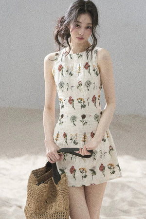 French Floral Waist Dress