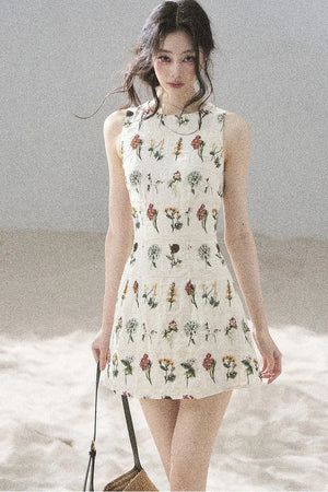 French Floral Waist Dress