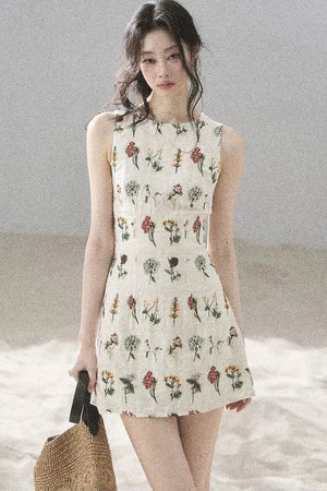 French Floral Waist Dress