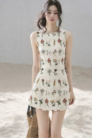 French Floral Waist Dress