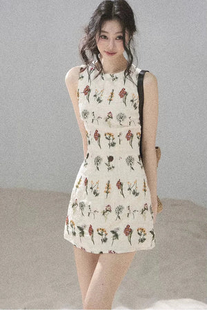 French Floral Waist Dress