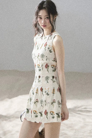 French Floral Waist Dress