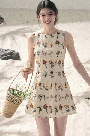 French Floral Waist Dress