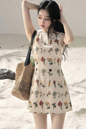 French Floral Waist Dress