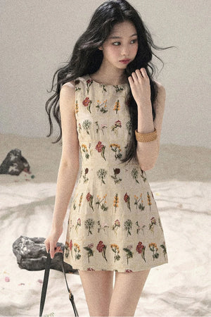 French Floral Waist Dress