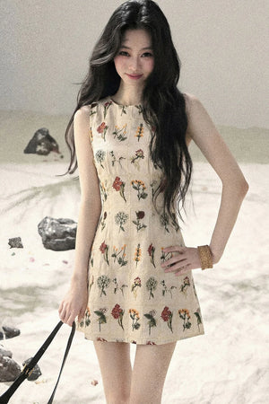 French Floral Waist Dress