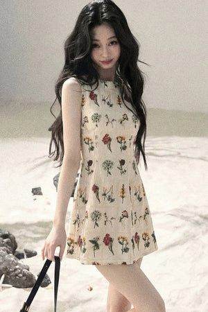 French Floral Waist Dress