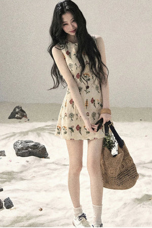 French Floral Waist Dress