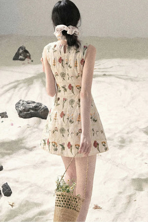 French Floral Waist Dress