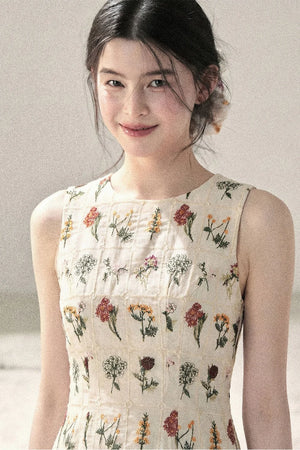 French Floral Waist Dress