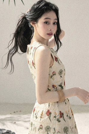 French Floral Waist Dress