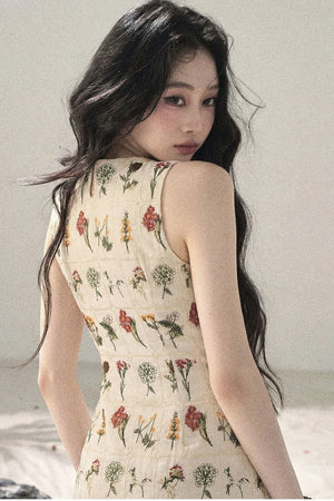 French Floral Waist Dress