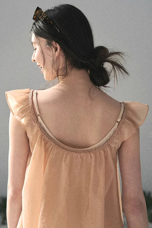 French Flutter Sleeve Babydoll Top Set