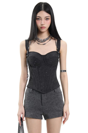 French Gray Sequined Vest