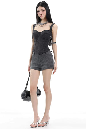 French Gray Sequined Vest