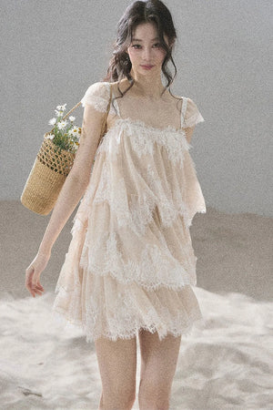 French Irregular Lace Mesh Top Set-Up