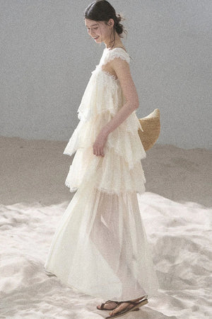French Irregular Lace Mesh Top Set-Up
