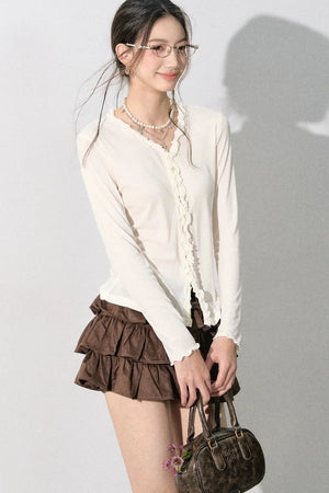 French Knit Ruffled Top