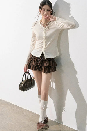 French Knit Ruffled Top