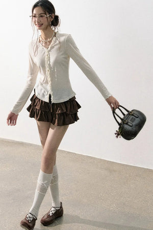 French Knit Ruffled Top