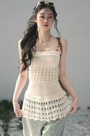 French Knitted Hollow-Out Camisole