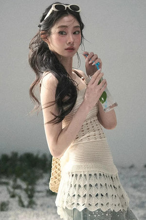 French Knitted Hollow-Out Camisole