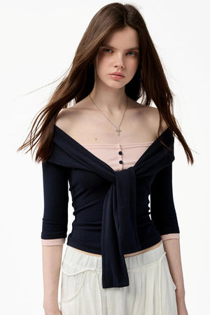 French Knot Color Block Knit Top