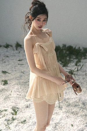 French Lace Chiffon Halter Top