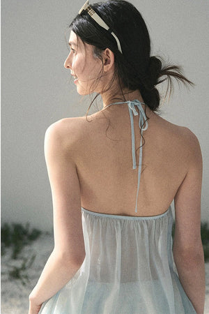 French Lace Chiffon Halter Top
